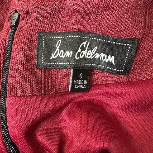 Sam Edelman Maroon, Belted, Lined, Long Sleeve Mini Dress- 6 - Picture 5 of 12